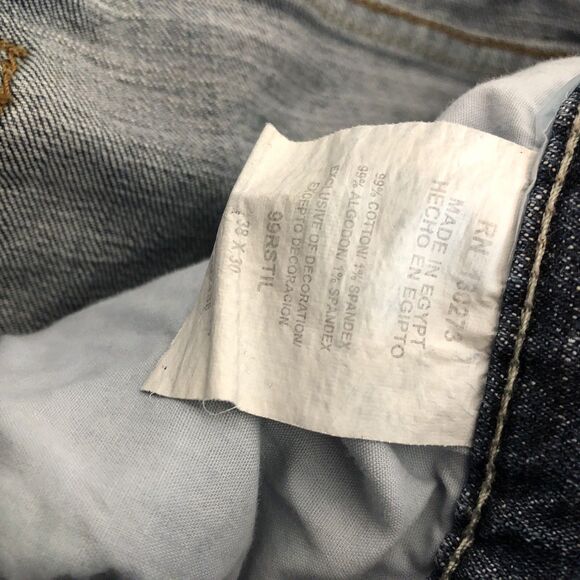 Wrangler jeans men’s 38 x 30 blue denim boot cut medium wash distressed - Picture 6 of 7